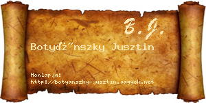 Botyánszky Jusztin névjegykártya